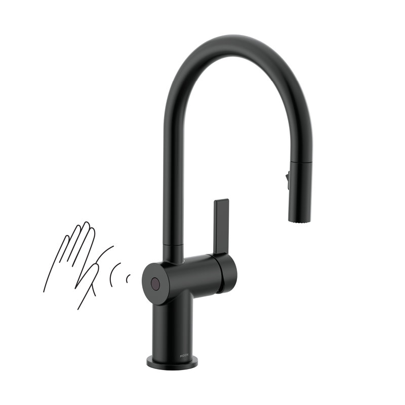 Moen Cia MotionSense Wave Single Handle Pulldown Kitchen Faucet with Power Clean Technology, Matte Black