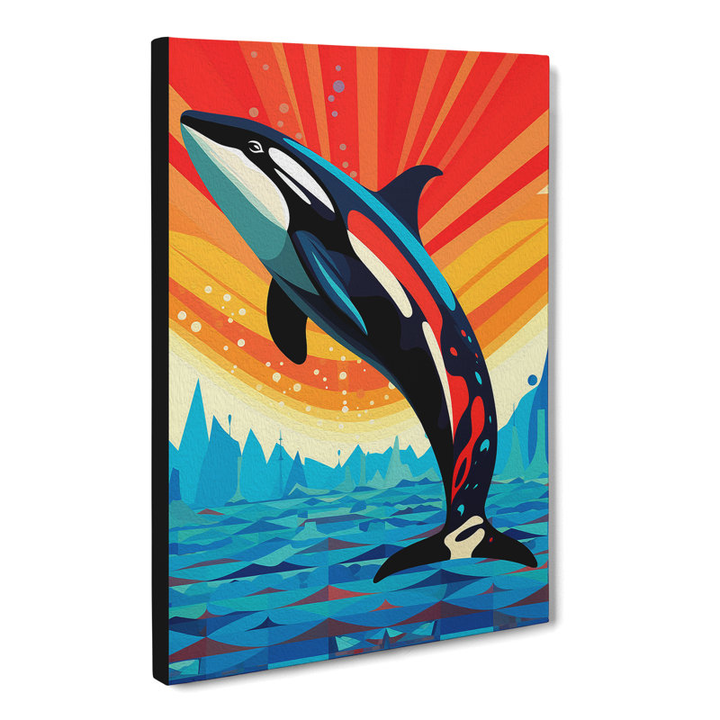 Orca Whale Op Art - Wrapped Canvas, 50cm H x 35cm W x 3cm D
