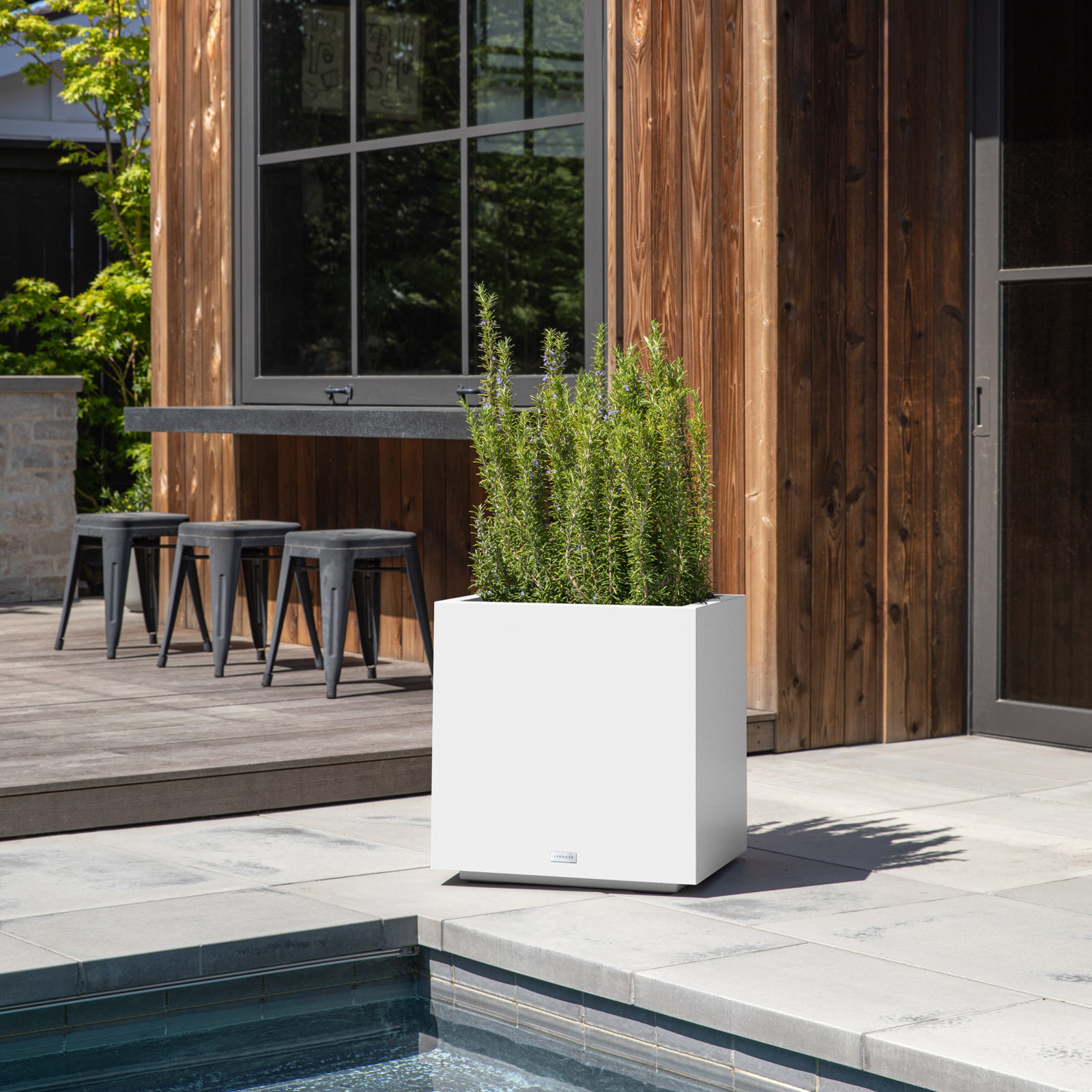 Block Series Cube Planter, 22.25" H x 21" W x 21" D, White