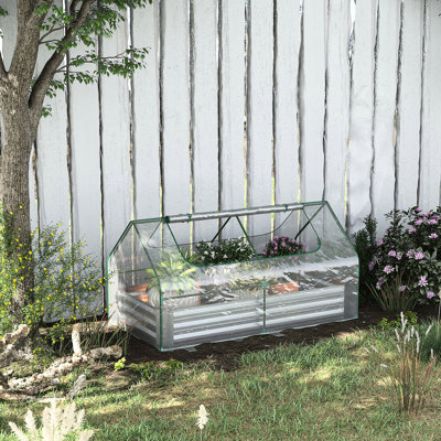 6' X 3' Galvanized Raised Garden Bed And Cover - Silver Cultivate A Flourishing With Flowers, Fruits, Veggies Greenhouse Silver, 3', Ideal For Growing Tender Nutritious Plants,