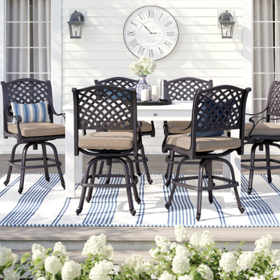 Frazee Patio Bar Stool with Cushion by Three Posts