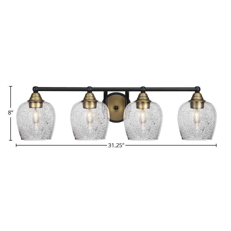 Michell 4-Light Bath Bar, Matte Black/Brushed Gold
