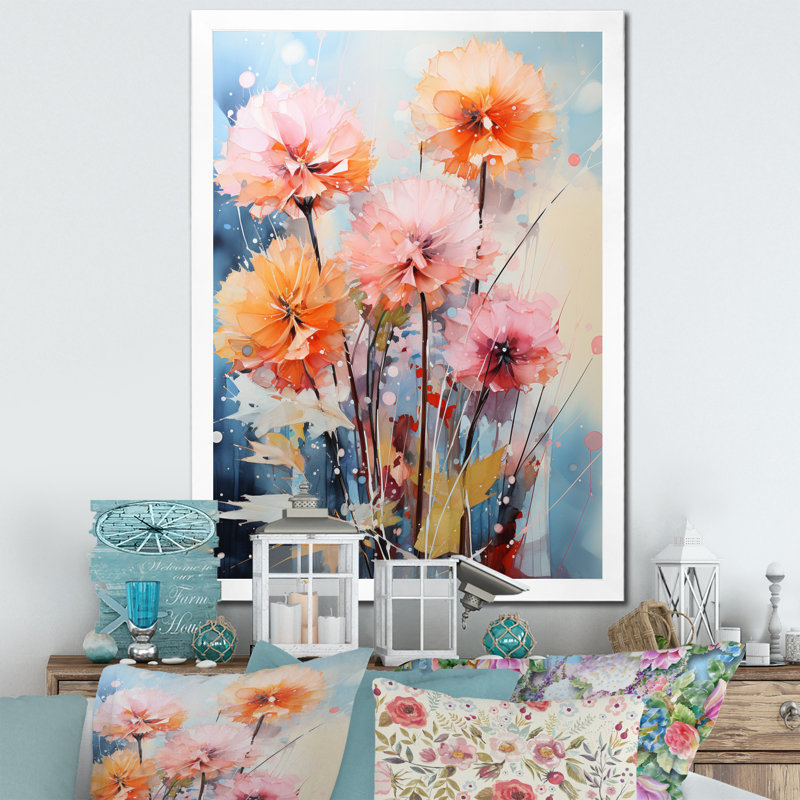 «Ceberry Dandelion Représentation Multicolore Acrylique II», reproduction sur toile, Cadre photo blanc