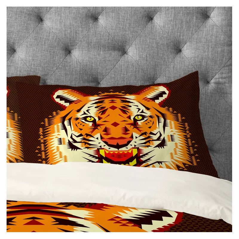 Taie d’oreiller à tiger géométrique Chobopop, Très grand