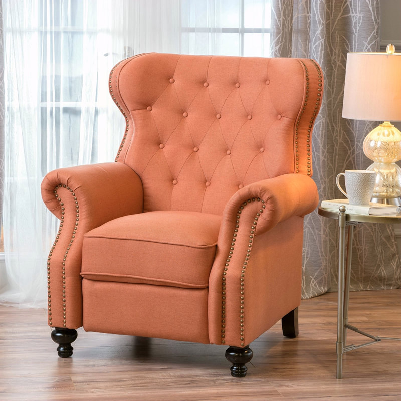 PUSH RACK RECLINER, Orange Fabric