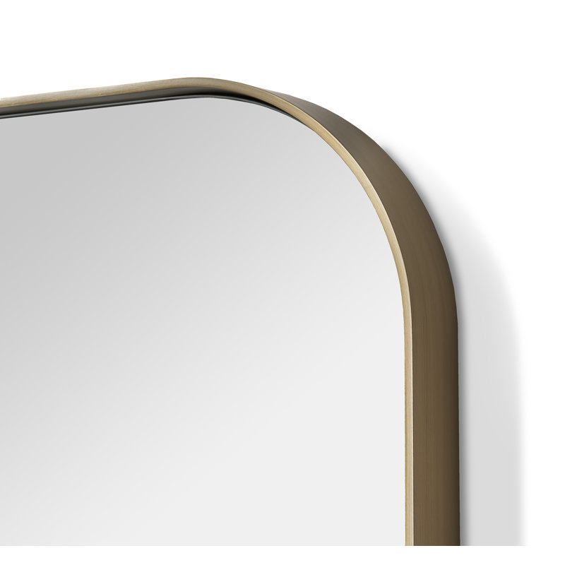Aalina Flat Metal Beveled Wall Mirror, 54" x 28", Brushed Brass