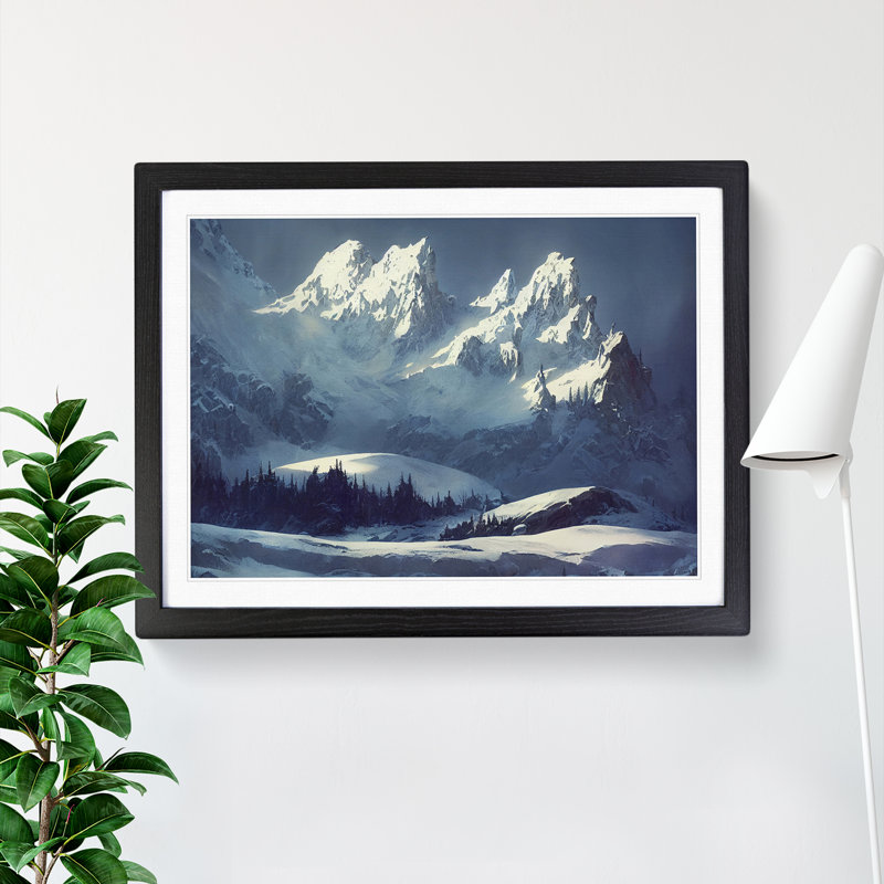 View of Winter Mountains Vol.1 - Framed Print, 46cm H x 64cm W x 2cm D, Black