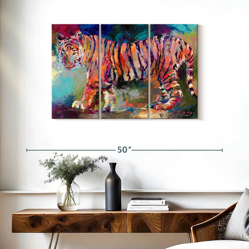 Tigre royal du Bengale sur toile, ensemble de 3 pièces, H 24 po x l 38 po x P 1,25 po