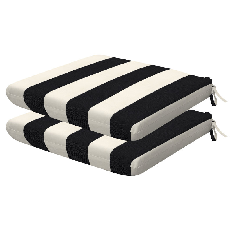 Coussin de siège d'extérieur carré Meridian, Auvent noir à rayures, L 16 po x P 16 po