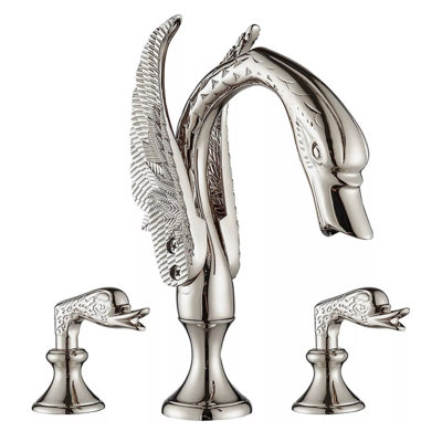 Robinet mitigeur de lavabo à double poignée avec bec Swan, ensemble de robinetterie de salle de bain Mosson en nickel brossé, 3 pièces