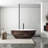 67" Freestanding Solid Surface Soaking Bathtub For Bathroom Walnut