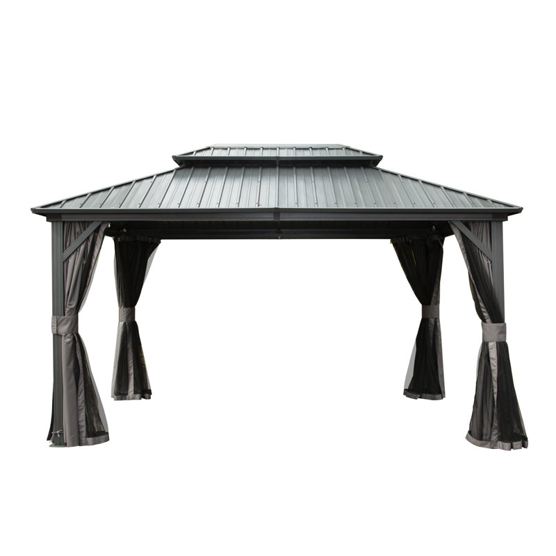 Abri de jardin avec filet - Cadre en aluminium 10 pi x 12 pi pour profiter des décors intimes pour terrasse et pelouse