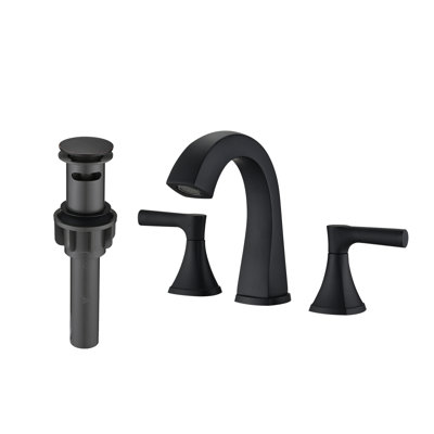 Robinet de lavabo de salle de bain à deux poignées à 3 trous avec ensemble de drain (noir mat)