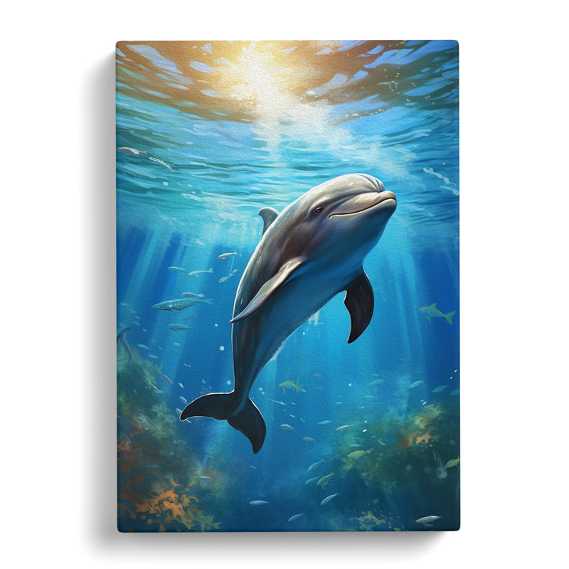 Dolphin Realism Art - Wrapped Canvas, 60cm H x 40cm W x 3cm D