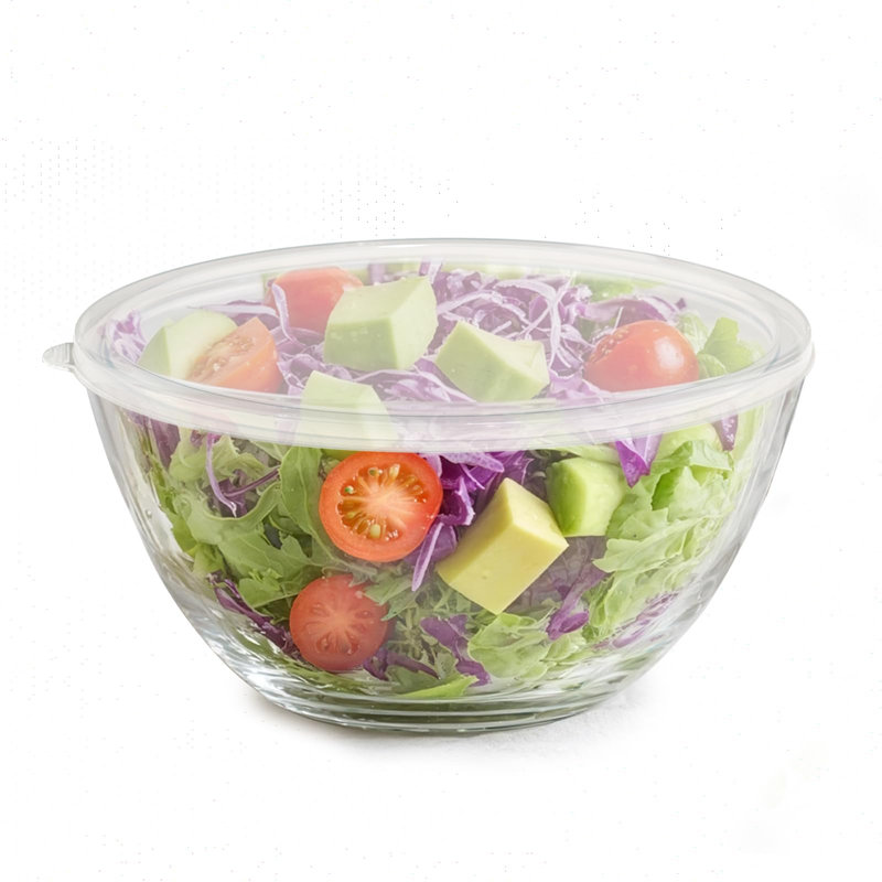 Bol en verre avec couvercle, grand bol à mélanger en verre pour le rangement de pain de salade de cuisine au levain, (transparent)