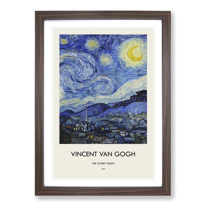 The Starry Night by Vincent Van Gogh - Framed Print, Walnut Framed, 36cm H x 27cm W x 2cm D