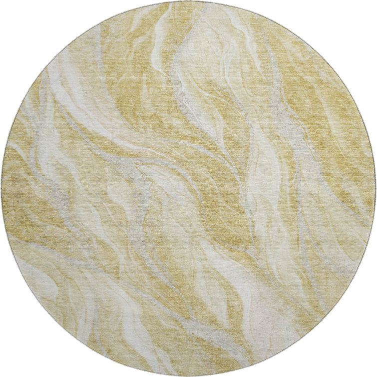 Premium Machine Washable Prisco Gold Rug