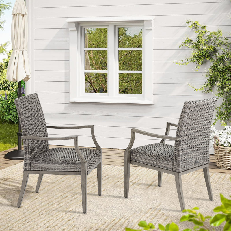 Fauteuils de patio rembourrés en aluminium et osier