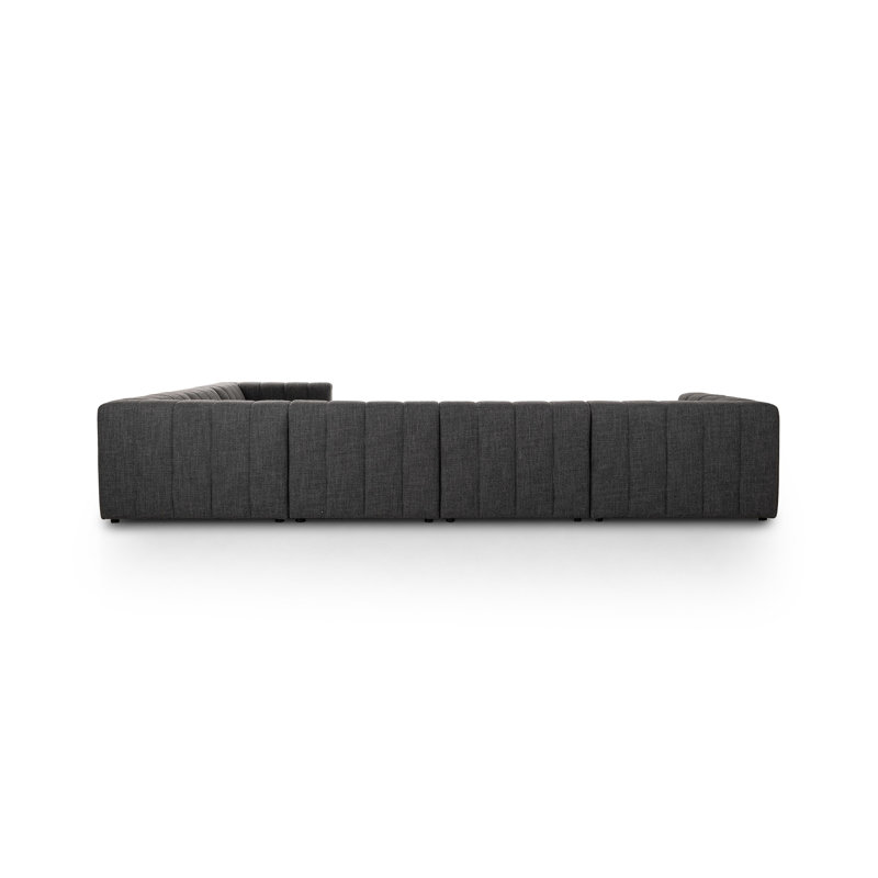 Langham Channeled 6 - Piece Sectional, Right Hand Facing, Saxon Charcoal Polyester Blend, 25" H x 157" W x 122" D