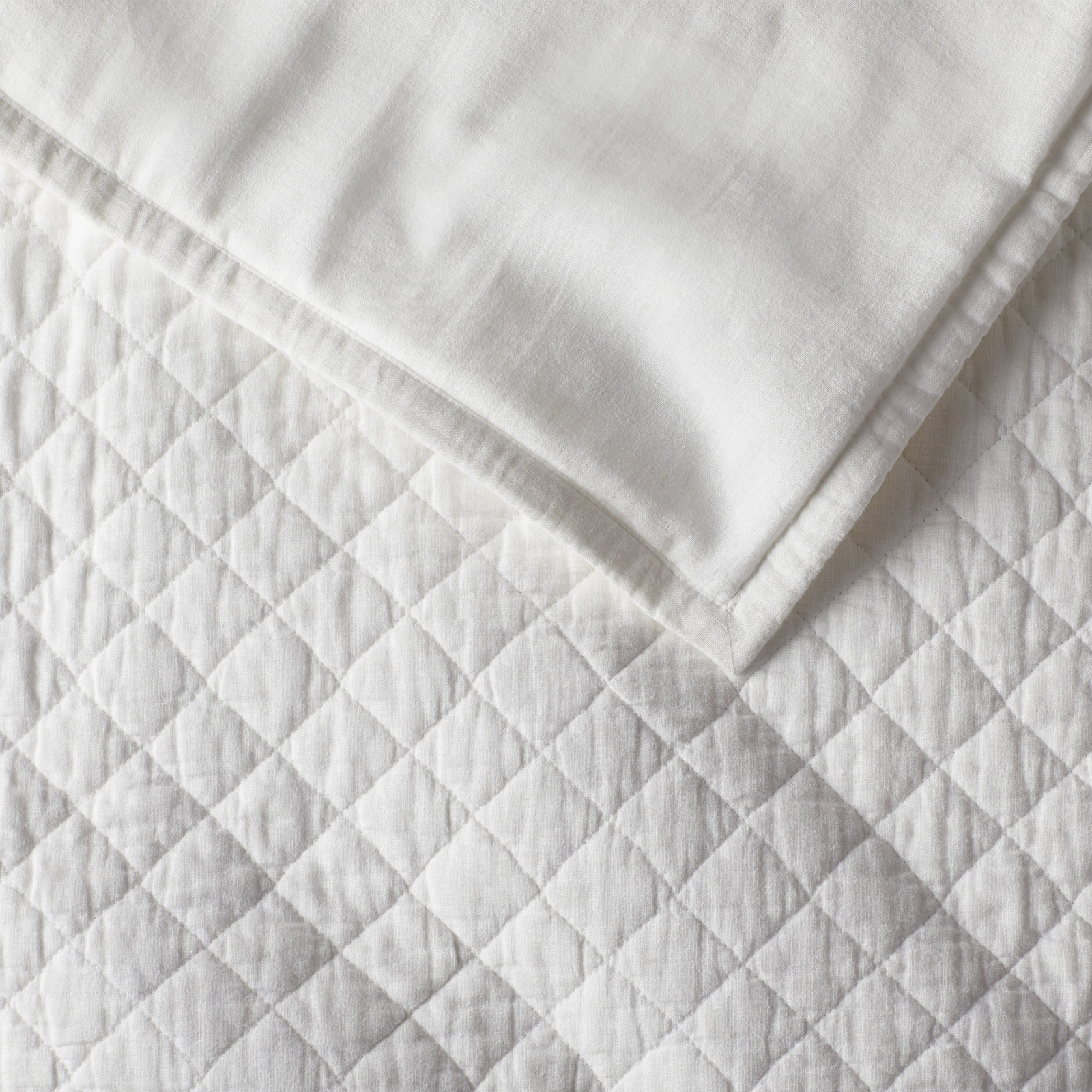 Jeffen Linen Blend Sham Set, White, Standard/Twin