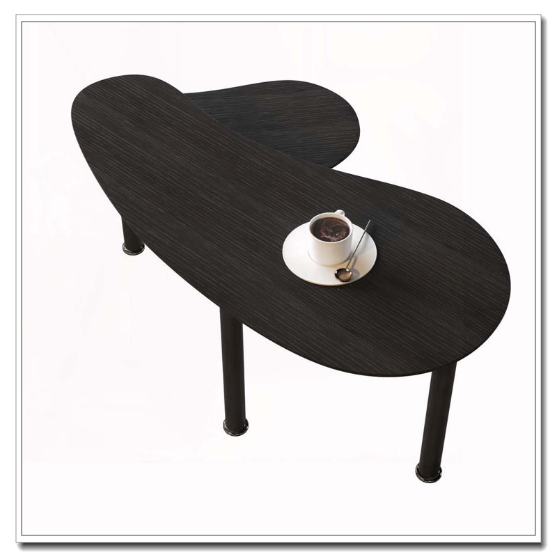 Table basse rotative avec pieds en bois d'hévéa massif, Noir, Noir