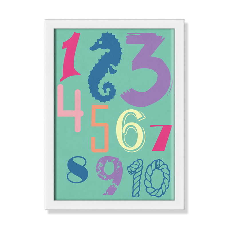 Décoration murale 123 pour enfants, H 14 po x l 11 po x P 1,19 po, Encadré de boîte blanc