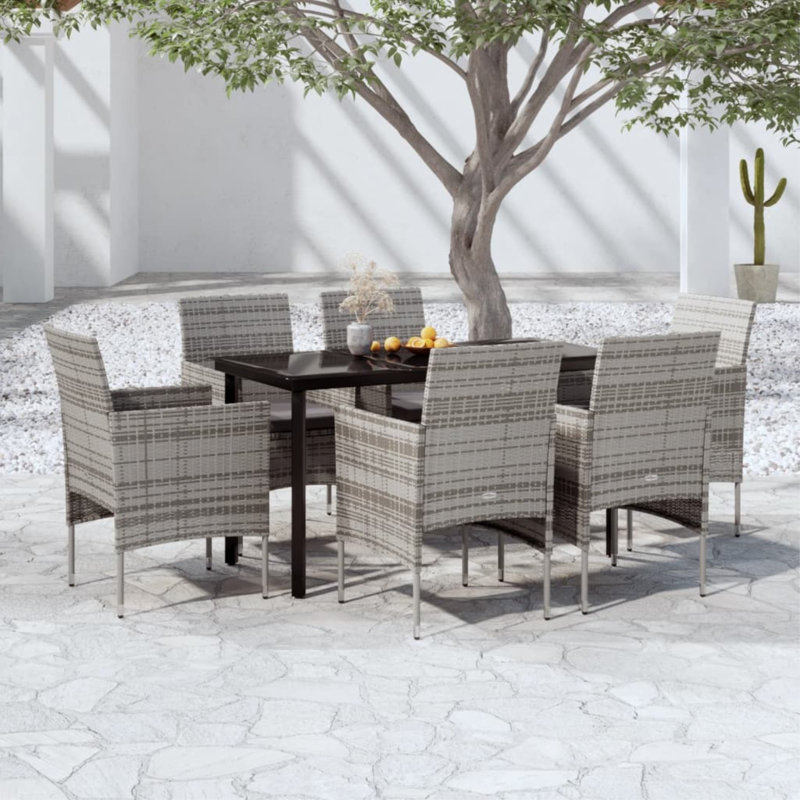 Rectangular 2 - Person 31.5" Long Dining Set, 29.1"H x 31.5"L x 31.5"W, 6, Gray/Black
