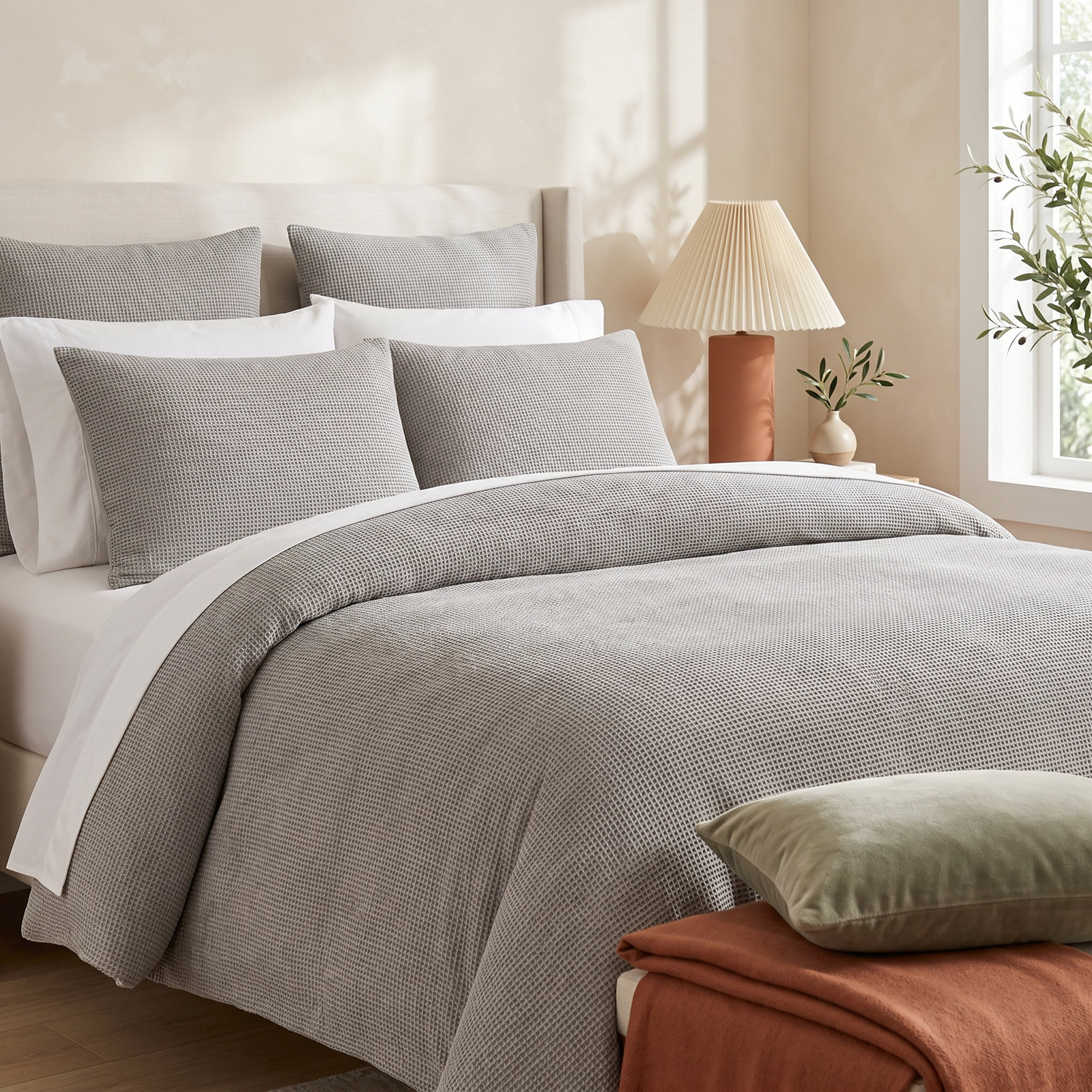 Kappa Cotton Duvet Cover Set, White, King Duvet Cover + 2 King Shams