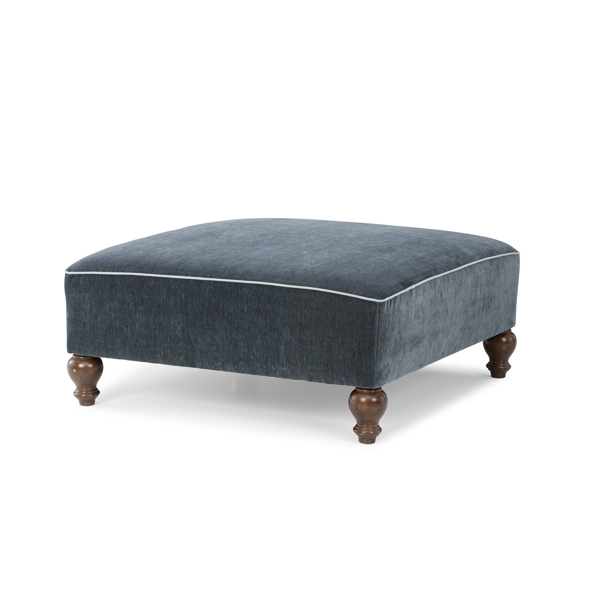 Renelle Upholstered Ottoman, Navy/Blue