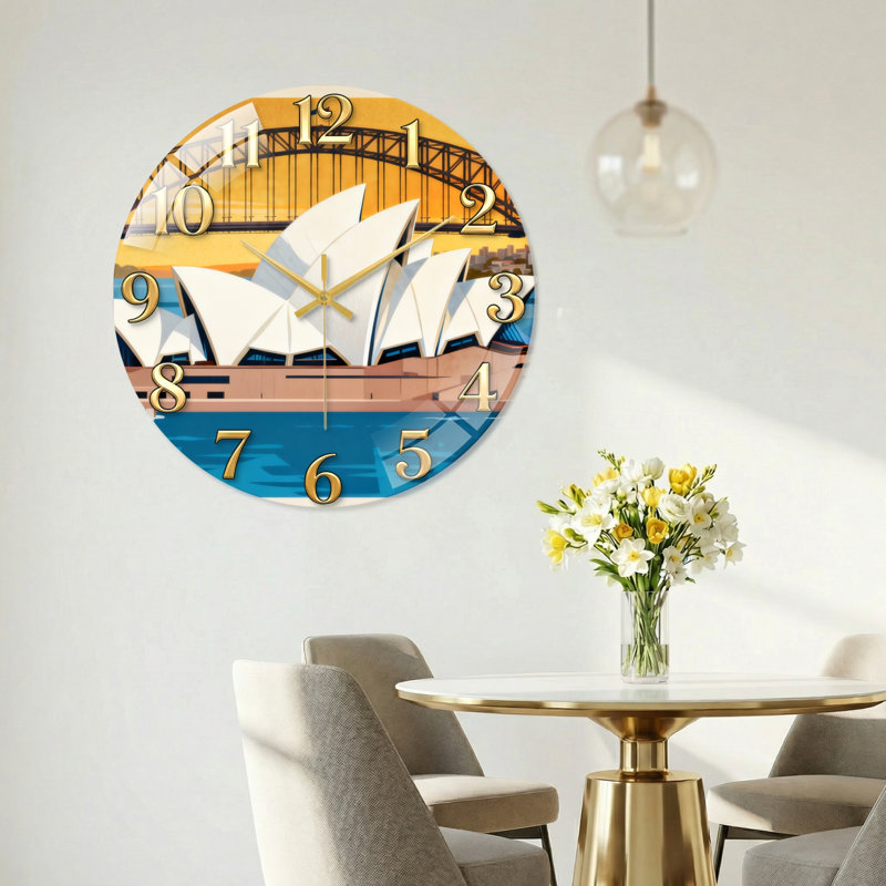 Horloge murale en verre Sydney, 40 x 40 cm (15,7 x 15,7 pouces)