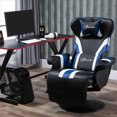 Fauteuil de jeu Vinsetto, fauteuil inclinable d'ordinateur de style course avec support lombaire, repose-pieds et porte-gobelet
