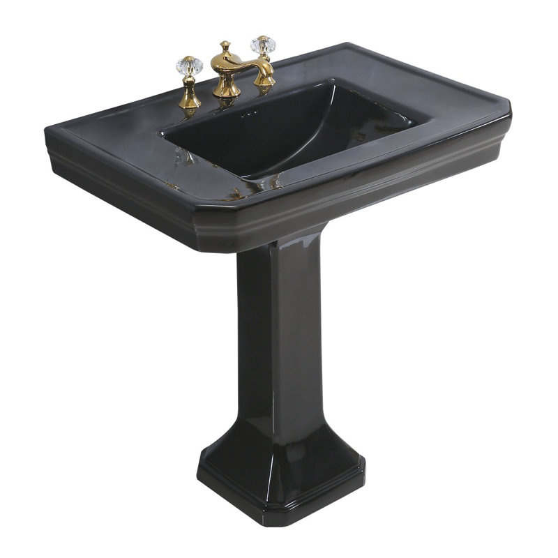Lavabo de salle de bain en porcelaine 32" avec trop-plein en porcelaine vitreuse