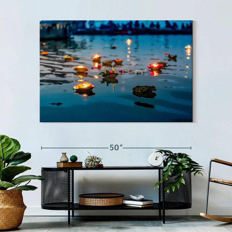 Ravi Ganges River Offerings, 34" H x 51" W