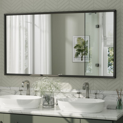Amara Tempered Glass and Aluminum Alloy Framed French Cleat Mounted Wall Mirror
