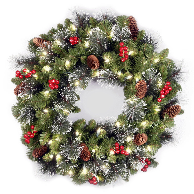 Crestwood Spruce Wreath with LED Lights, 24"