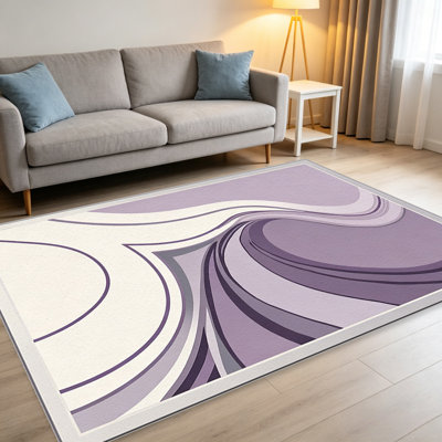 Retro Wave Abstract Purple area rugs for Living Room, Soft and Comfortable, Suitable for all seasons, easy to maintain, machine washable Indoor floor mat, Under Table Farmhouse suitable for Bedroom, Dining Room, Study,  Balcony, Home Decor Patio