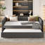 Lit de jour double, canapé-lit capitonné capitonné avec couchette, lit de jour avec bouton et clou en cuivre sur accoudoirs carrés, lit de jour double avec couchette simple-1908625362