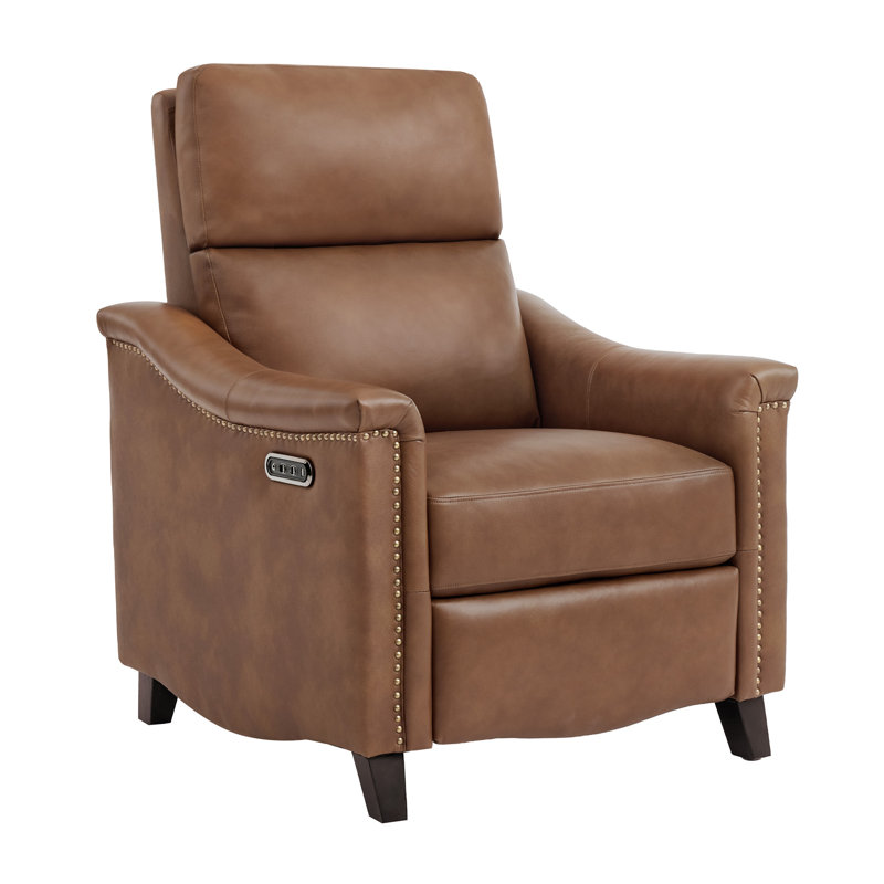 Fauteuil inclinable électrique pivotant en cuir véritable Porter, Brown Leather Match