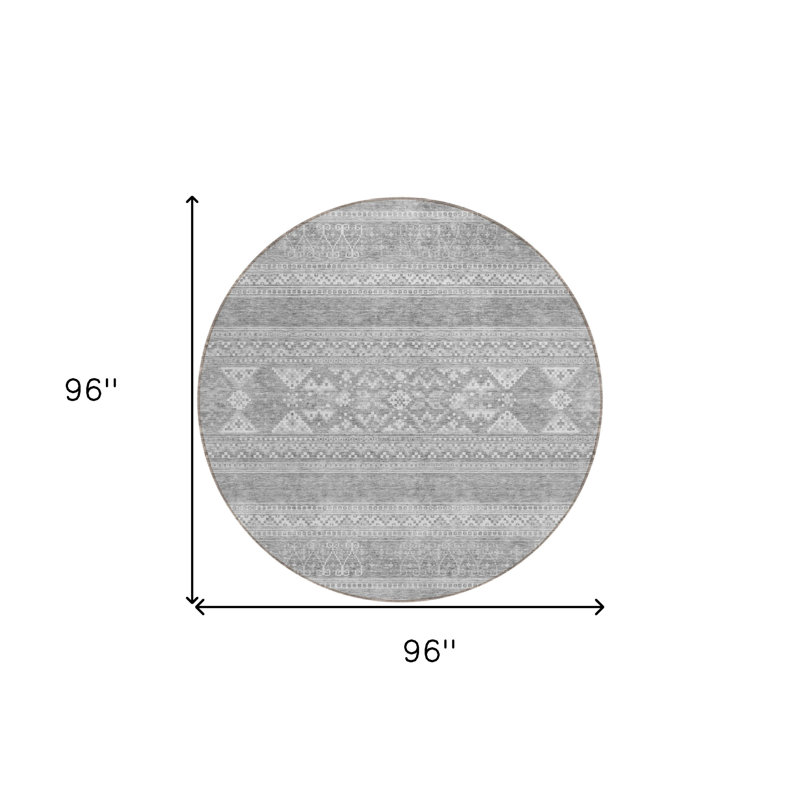 Tapis rond rond 8 pi gris argenté