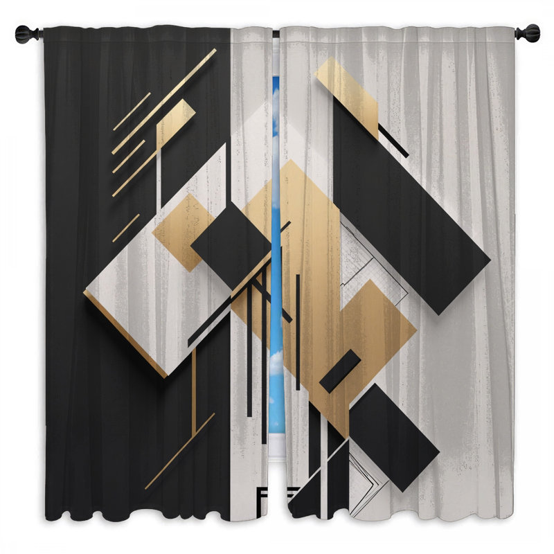 Rideaux géométriques superposés à motif géométrique superposés - 2 panneaux, 40 po x 60 po - 2 panneaux