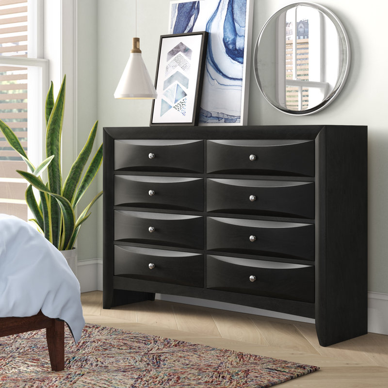 Commode double 8 tiroirs Braymer, Noir