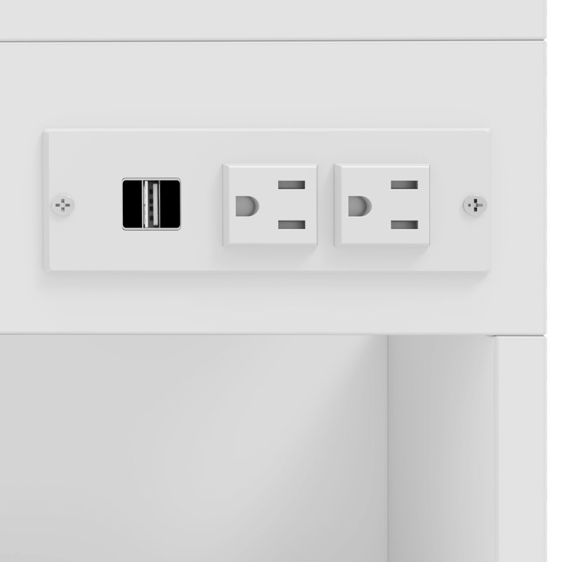 Bureau de coiffeuse avec miroir Latitude Run® et bandes lumineuses Latitude Run®, Blanc / Blanc