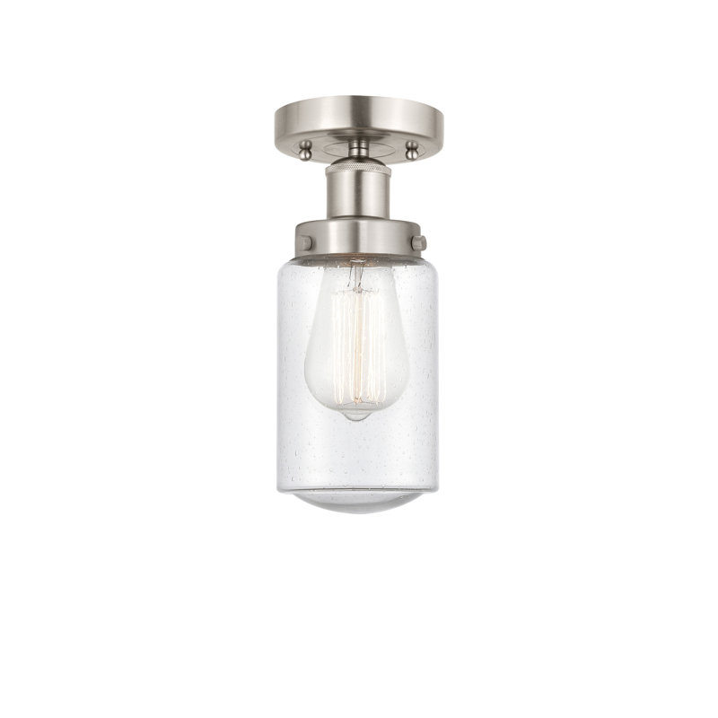 Plafonnier semi-encastré en verre Erkson, Nickel satiné brossé, Bullé
