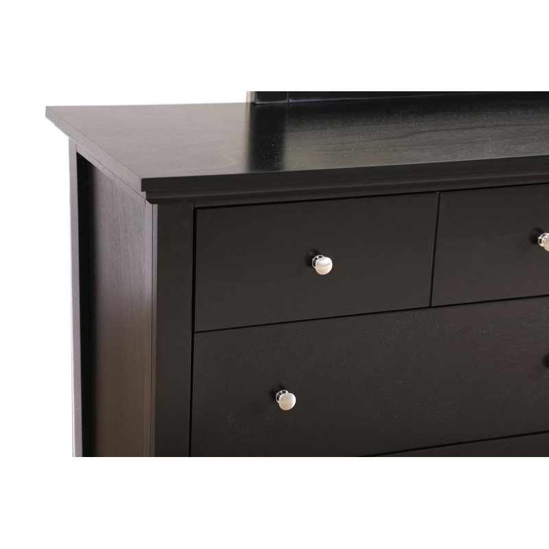 Chene 8 Drawer 59" Double Dresser, Black