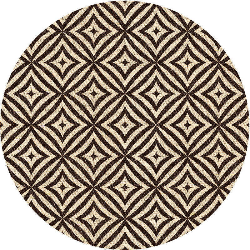 Tapis géométrique en laine brun foncé / gris, Rond 4 pi
