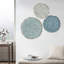 Décoration murale texturée en plumes texturées - bleu, 3, 20 po, 17,25 po, 14,25 po, décoration d'intérieur à 3 disques bleus
