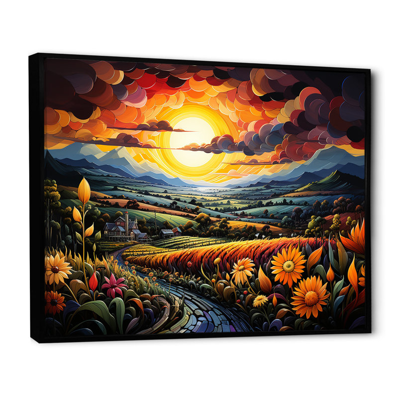 «Whimsical Magical Fields» sur impression sur toile, Cadre flottant noir, H 34 po x l 44 po x P 1,5 po