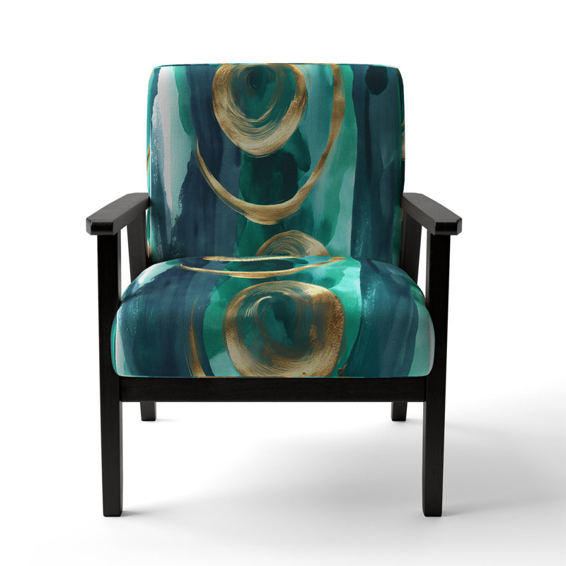 Mettalic II - Upholstered Glam Accent Arm Chair, Turquoise Polyester Blend