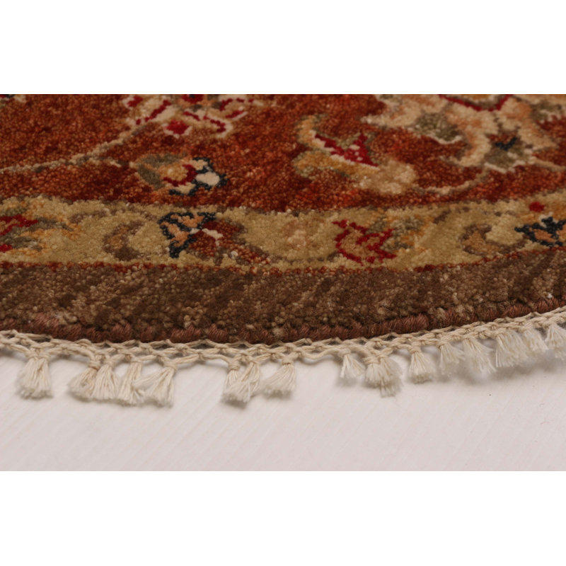 Tapis unique noué à la main brun Jamshidpour 5 pi 0 po x 5 pi 0 po