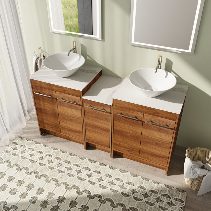 Meuble-lavabo double 58,93 po avec comptoir